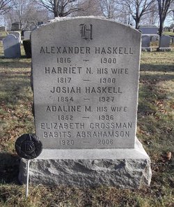 Grave stone of Harriet Newell Foster Haskell -- May 8, 1817 - Oct. 26, 1900  (Photo: John Glassford at findagrave.com -- Find A Grave Memorial# 63432739)