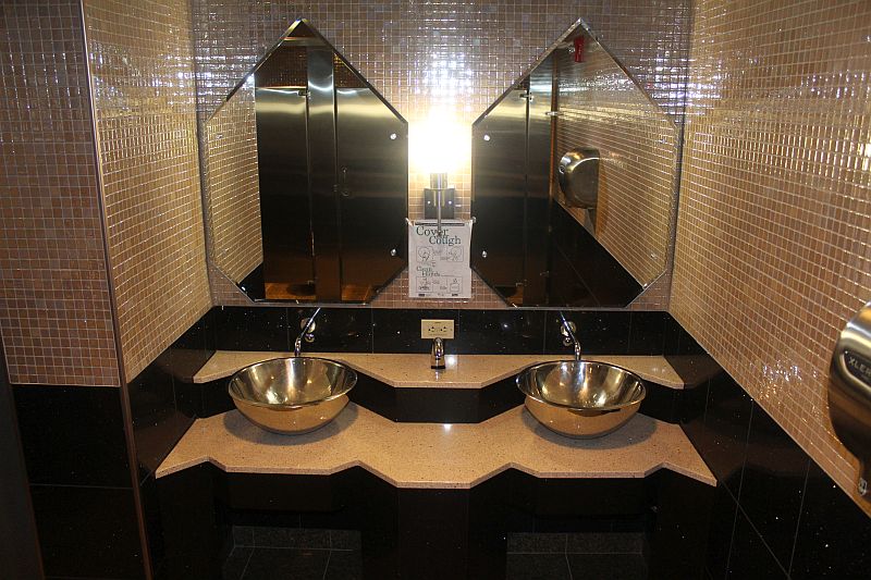 Hatheway restrooms feature a most modern look and automated sinks. (Photos by Brooke Lavite)