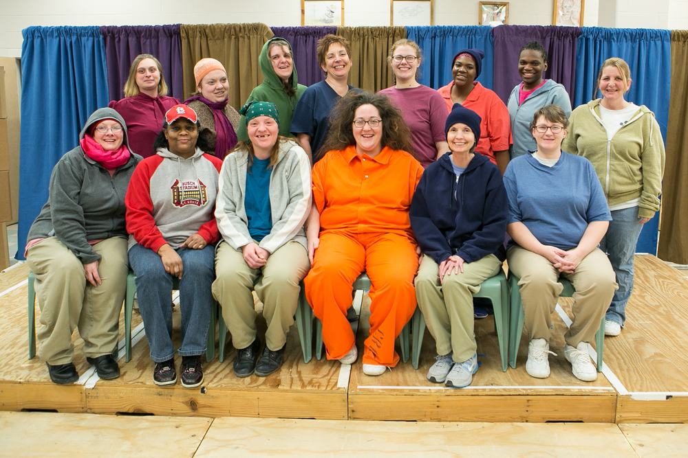 Photo provided by blueShadow Photography at http://bit.ly/1wJj7eu Prison Performance Arts actresses take a break during rehearsals to pose for a cast photo. 