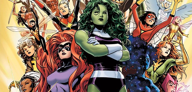 Photo from cnn.com She-Hulk, Dazzler and other comic book superheroines strike a pose for the first official “A-Force: Secret Wars” issue.