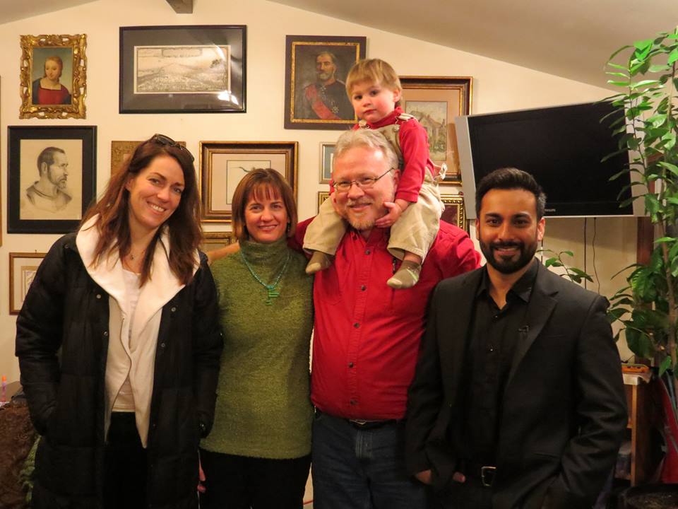 Photo courtesy of Doyle McClellan Doyle McClellan, his wife Hannah and son William with Al Jazeera America correspondent Ash-har Quraishi and producer Marla Cichowski after finishing an interview.
