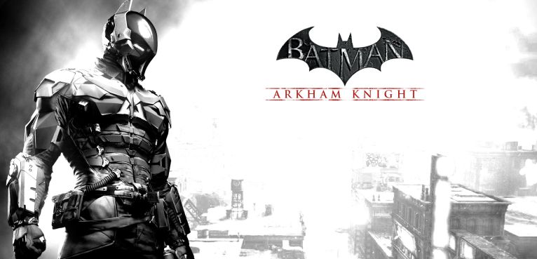 Graphic by - etcpb.com Robotic ‘Arkham Knight’ suit is seen next to Batman video game’s new ad logo.