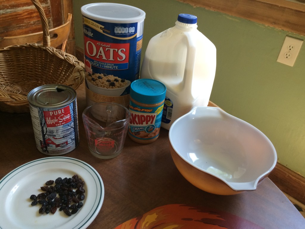 The ingredients needed for Peanut Butter Oatmeal