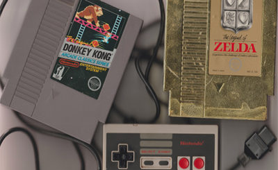 NES games Donkey Kong and Legend of Zelda with NES controller