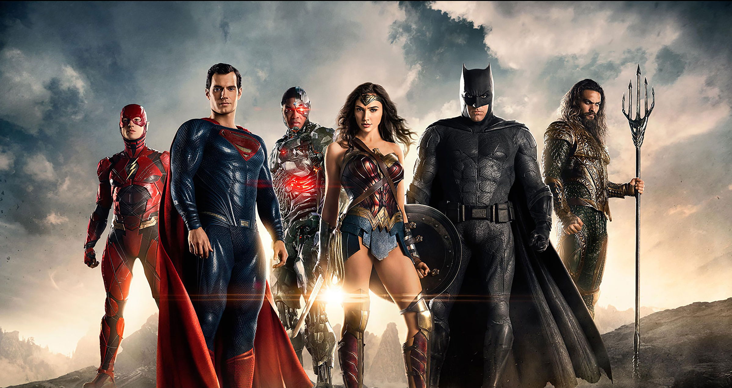 Aquaman, Superman, Cyborg, Wonder Woman, Batman, and The Flash 