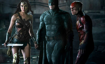 Wonder Woman, Batman, and The Flash on the set of the Justice League movie