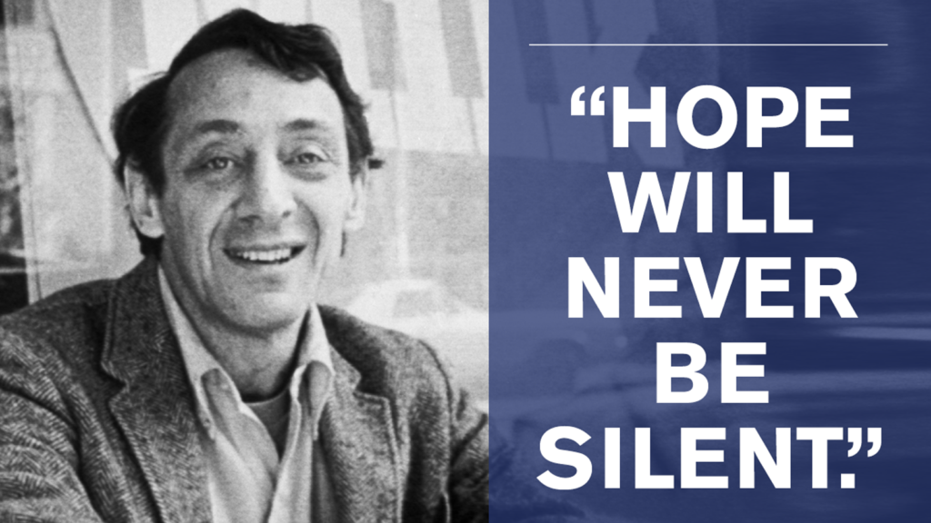 Harvey Milk, the first openly gay elected official in California. Graphic provided by Human Rights Campaign