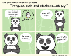 penguins fish and chicken 