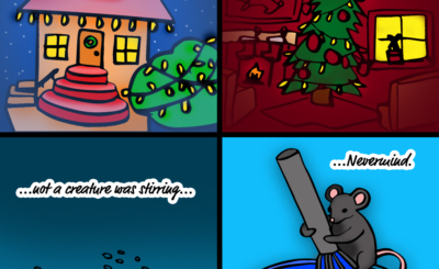 Comic of a mouse stirring on Christmas
