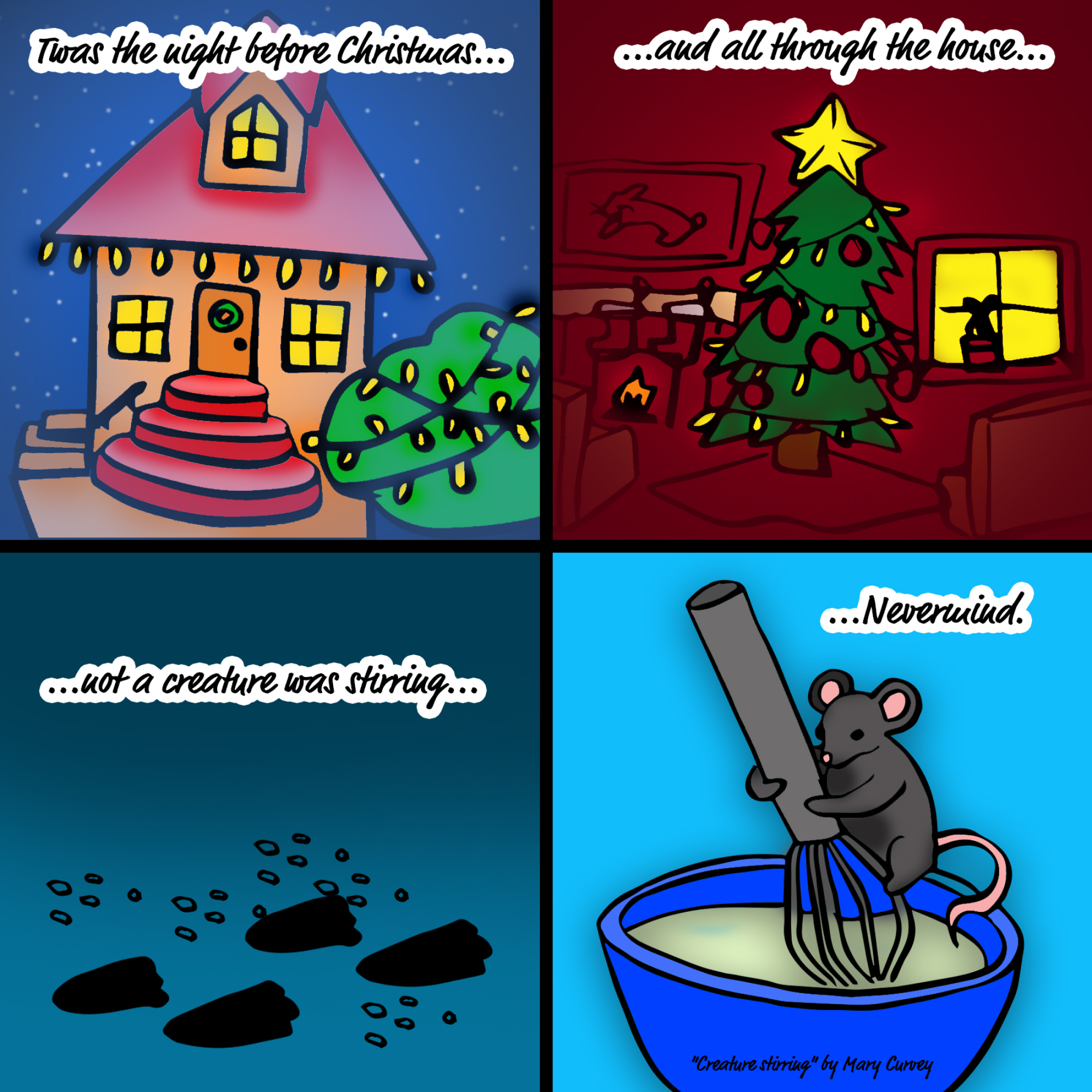 Comic of a mouse stirring on Christmas