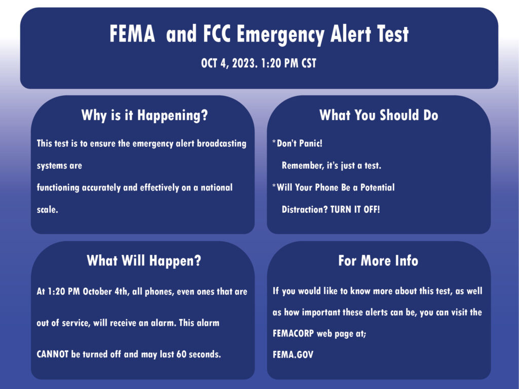 Fema and FCC alert test Information flyer