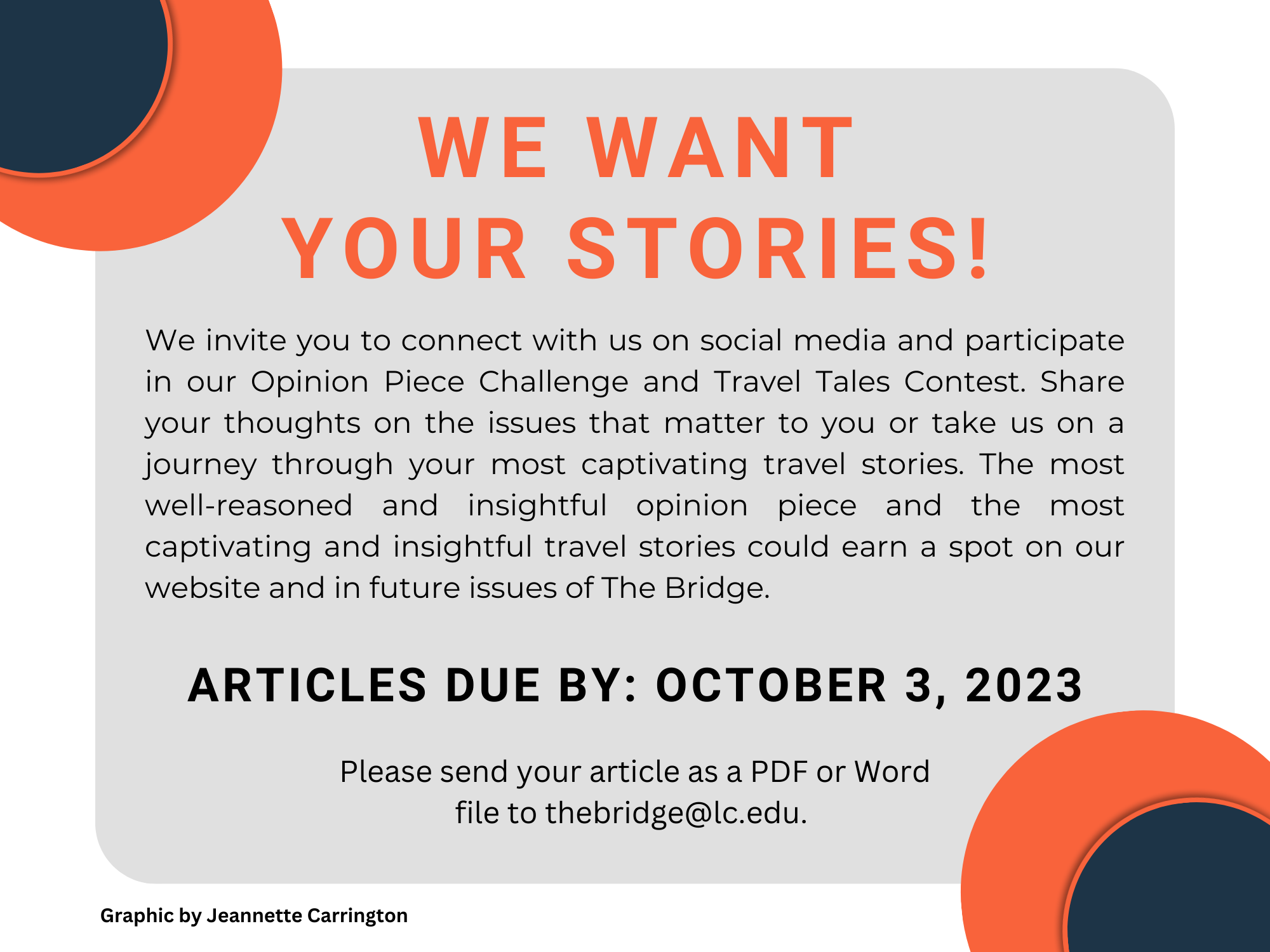 Flyer for story entries for newpaper editor