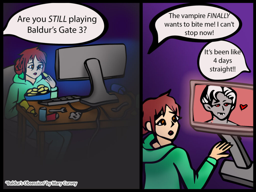 Comic of girl playing a computer games