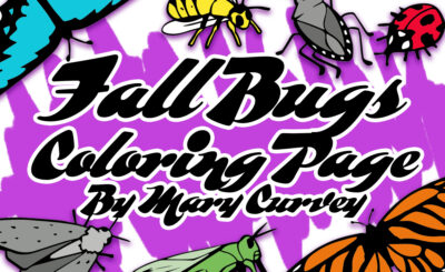 FAll bugs coloring page title