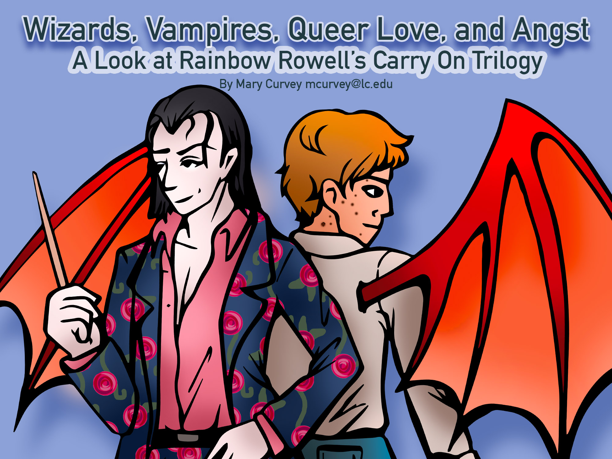 Vampire and guy with wing graphic