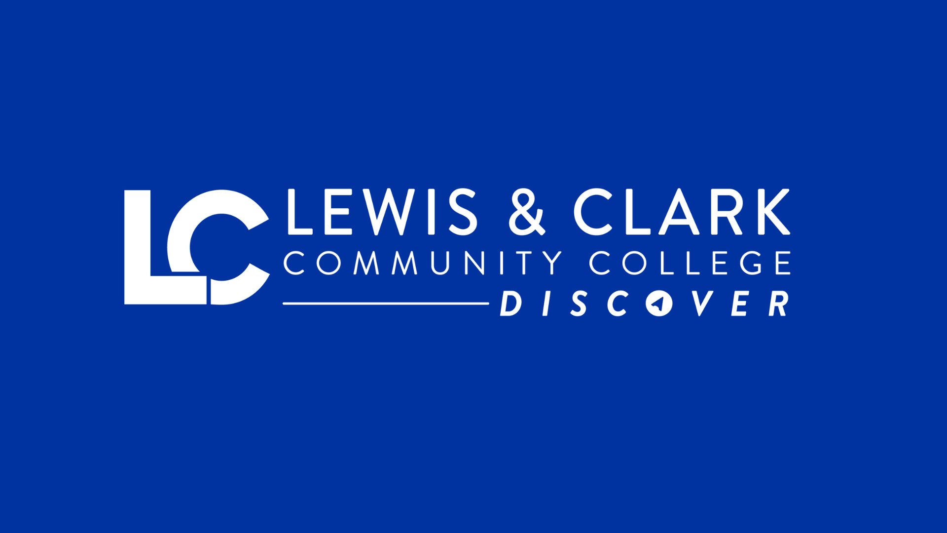 White LC logo on blue