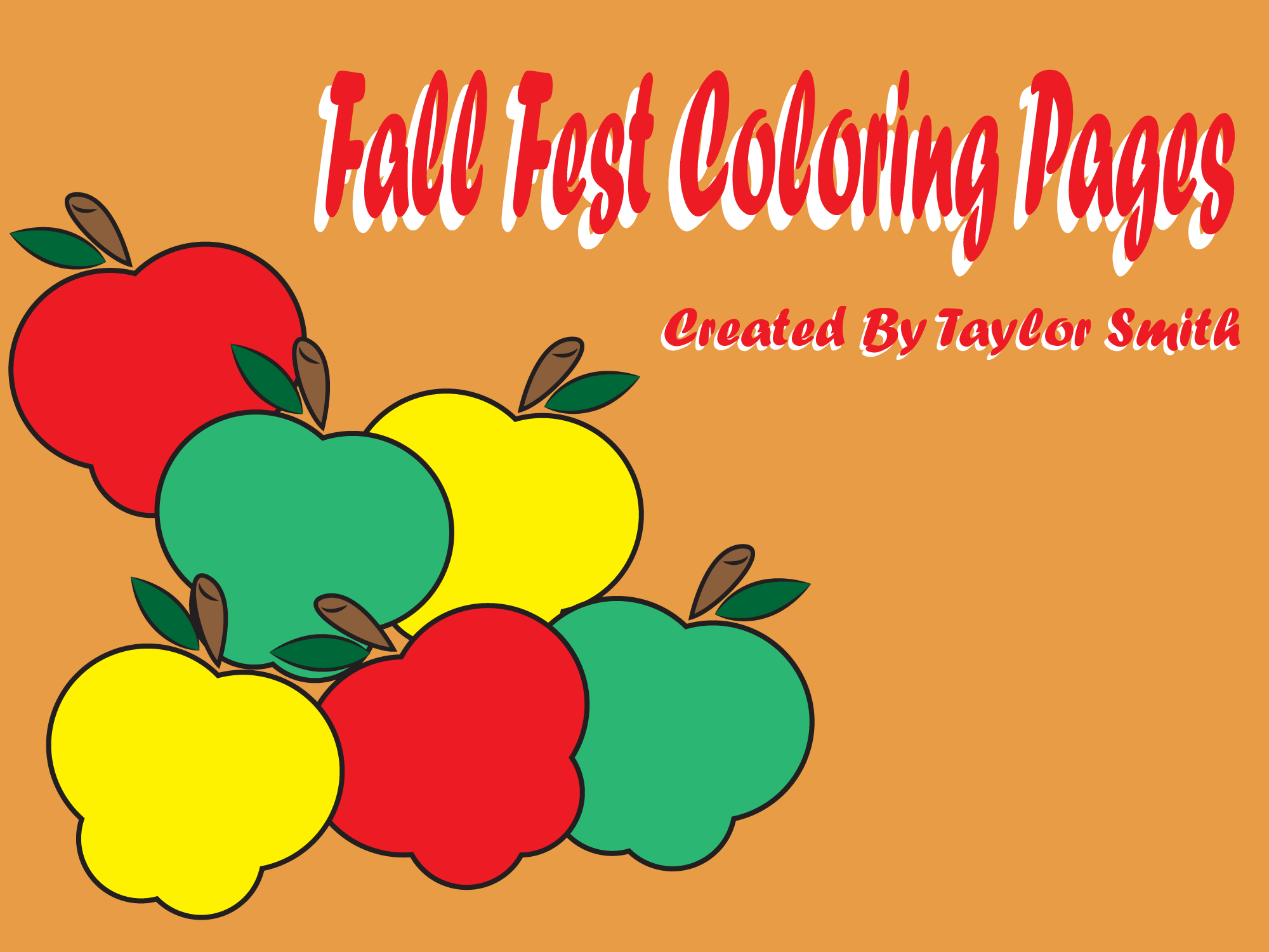 Fall Fest coloring pages designed by Taylor Smith featuring autumn-themed graphics for kids and families