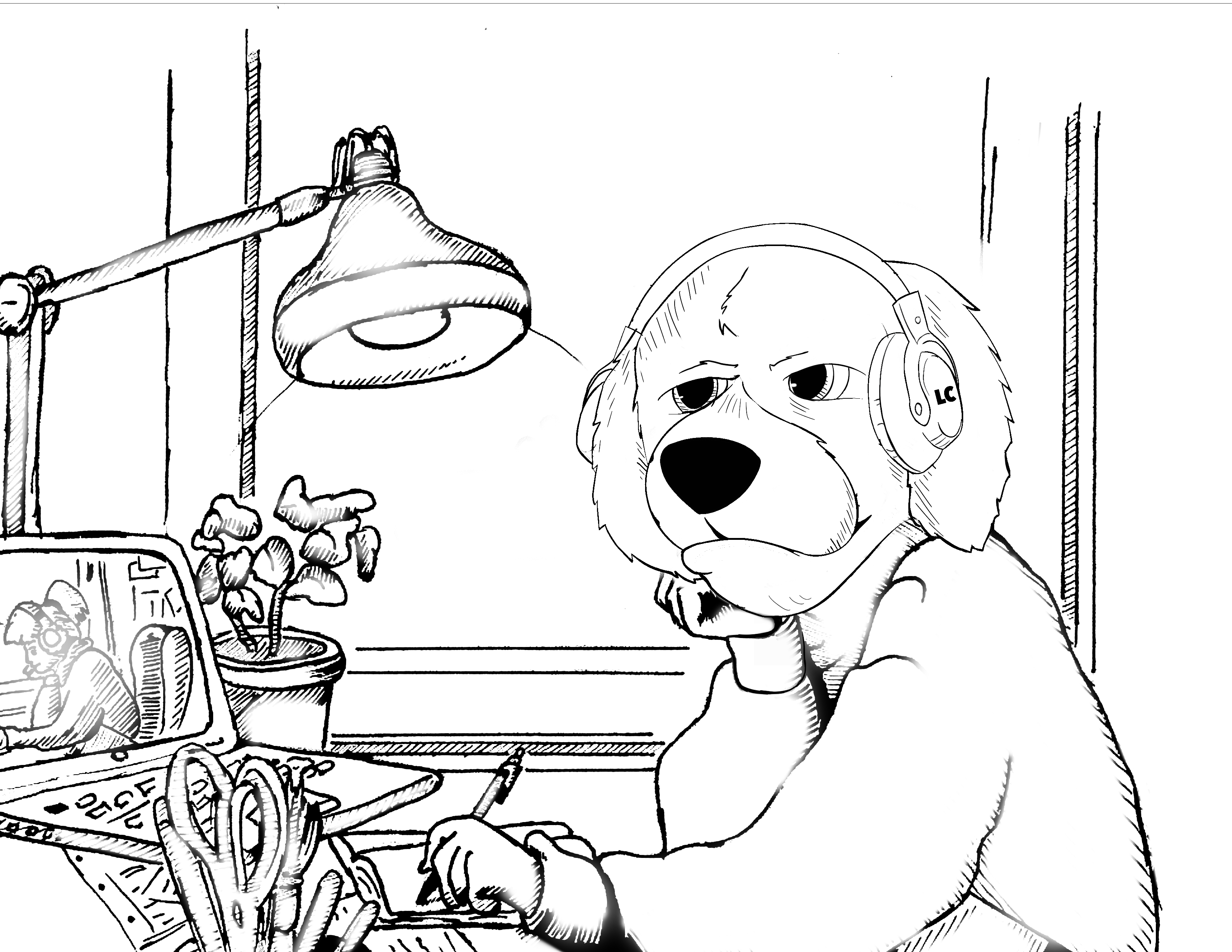 Printable lofi coloring page of the Lewis & Clark College mascot, designed for creative and relaxing activity.