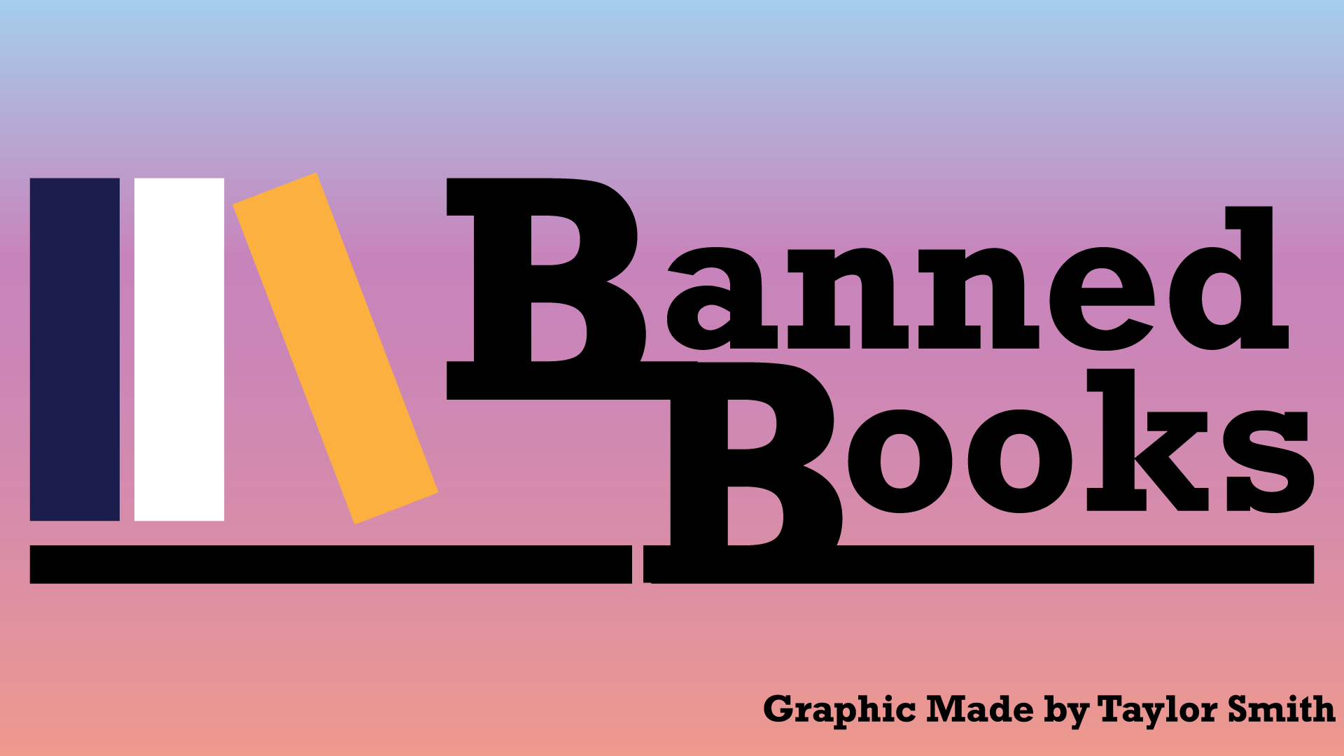 Books on a shelf labeled ‘Banned Books'