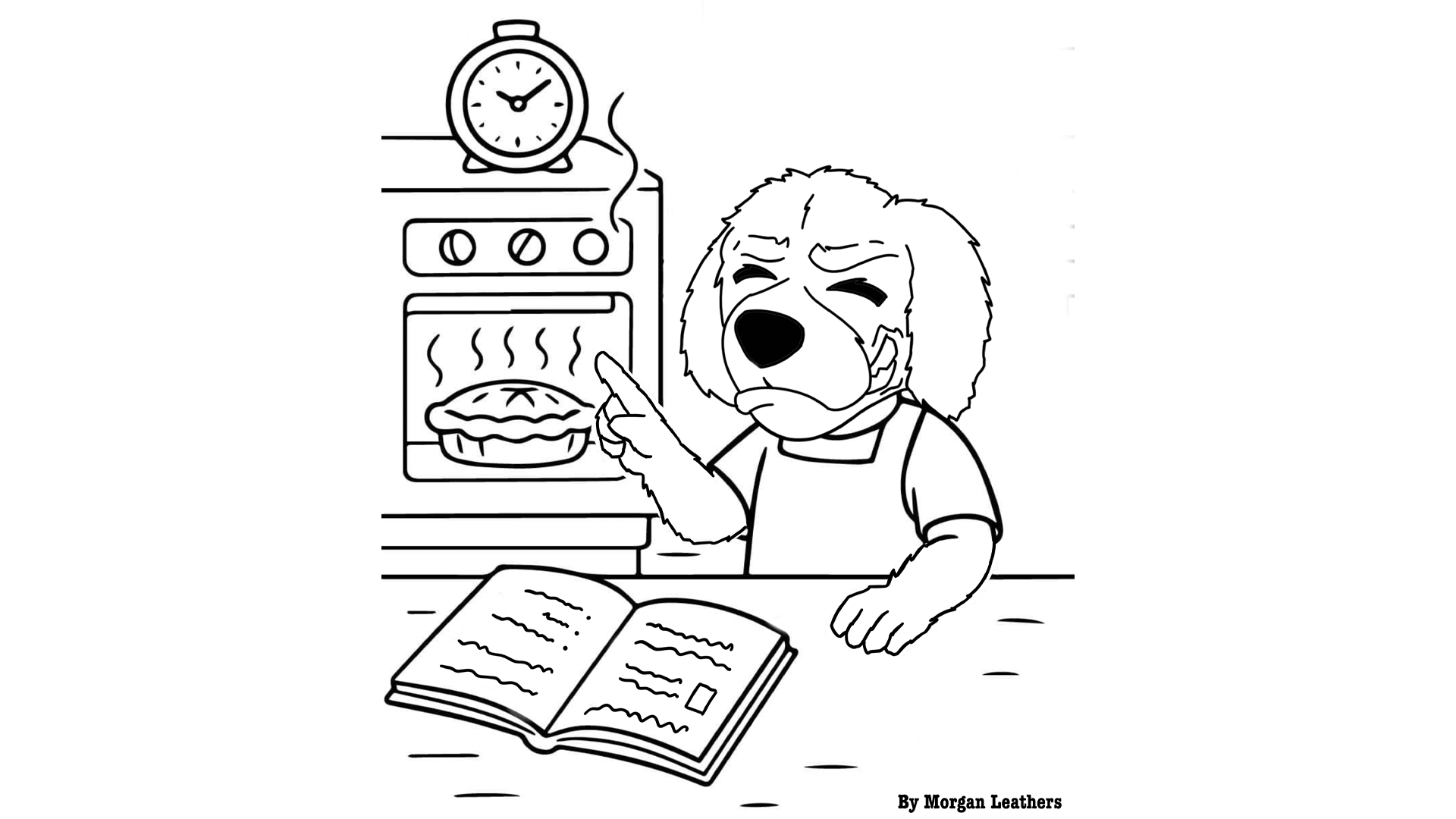 Graphic of LCCC's mascot, Blazer, baking a pie.