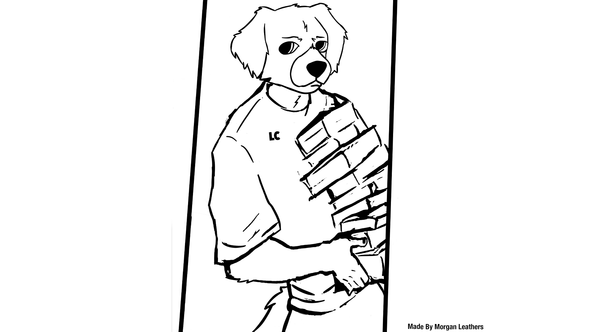 Illustration of Lewis and Clark Community College's mascot, Blazer, holding a tall stack of books