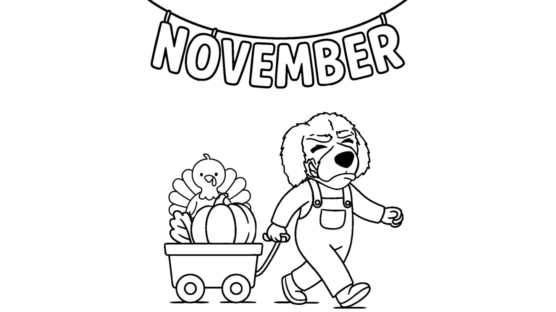 Blazer's November harvest coloring sheet, preview.