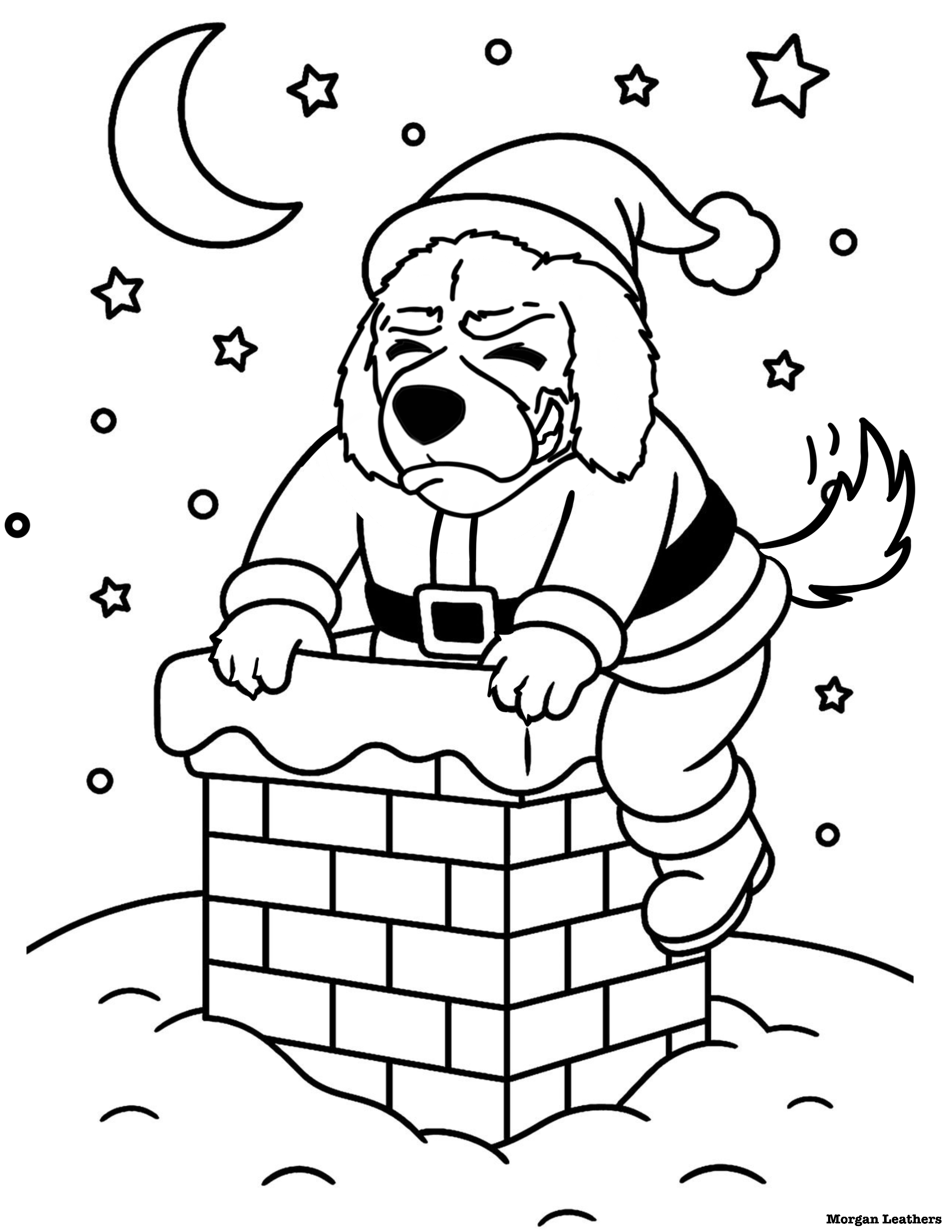 LC's mascot, blazer, dressed as Santa while going down a chimney