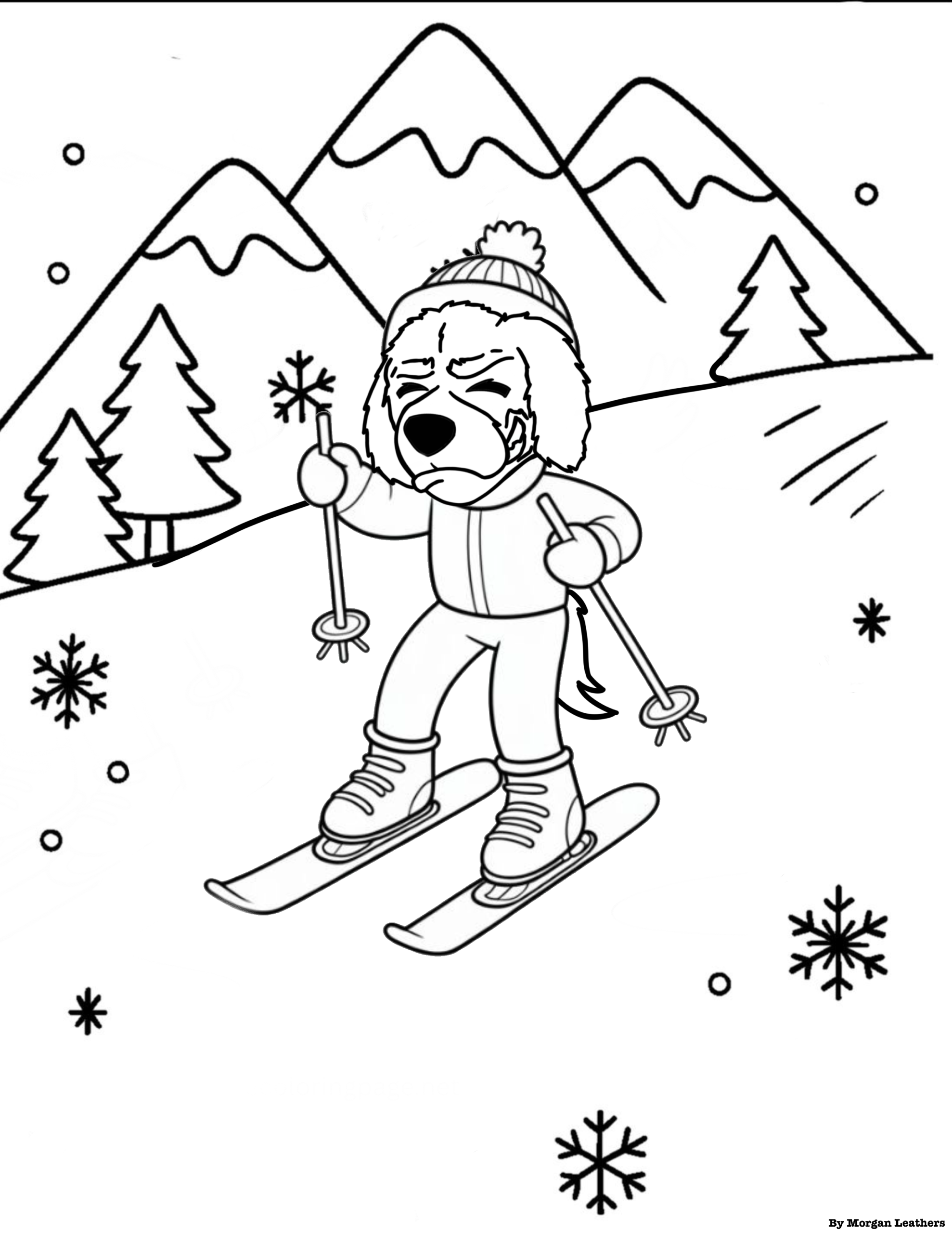 Sledding with Blazer: Coloring Page