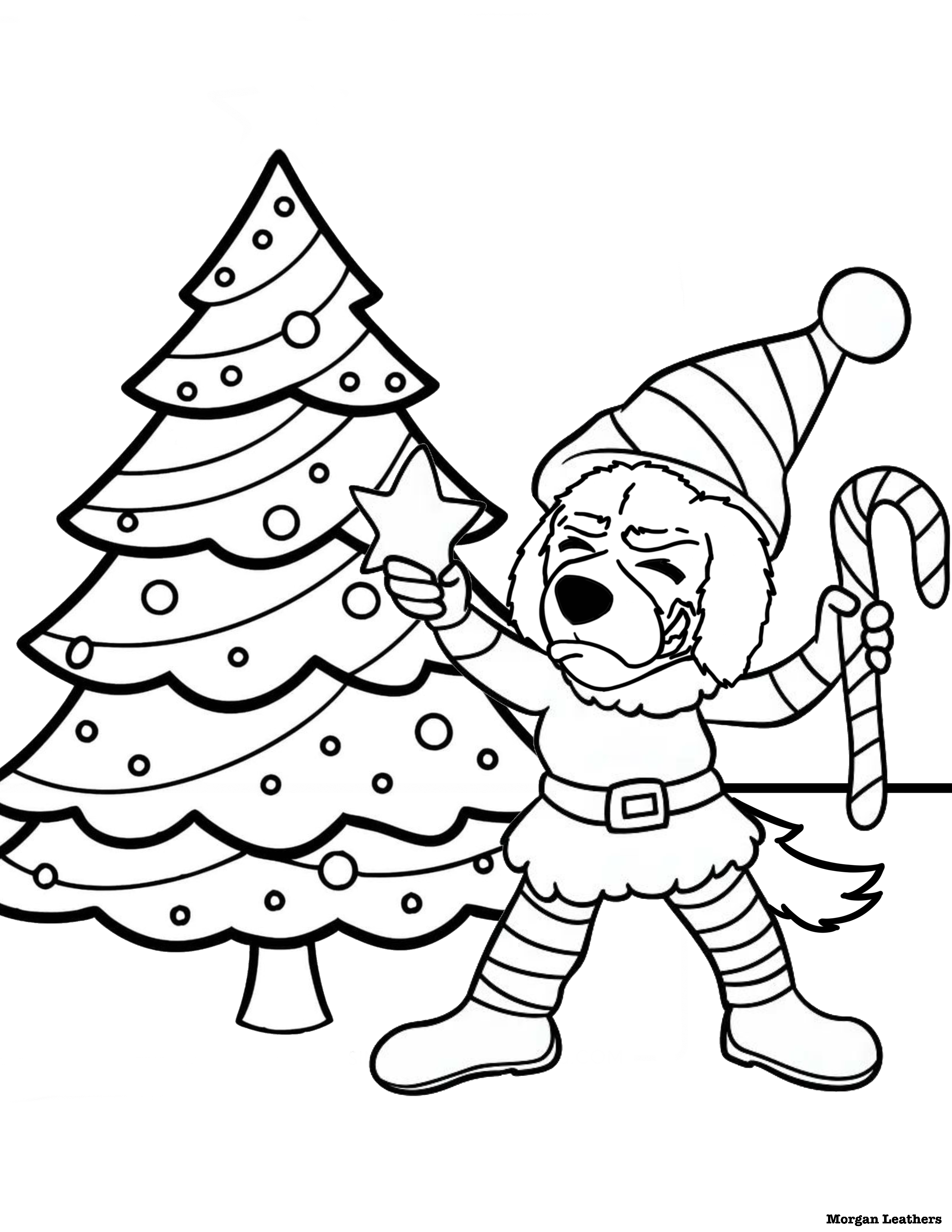 LC's mascot, blazer, decorating a Christmas tree