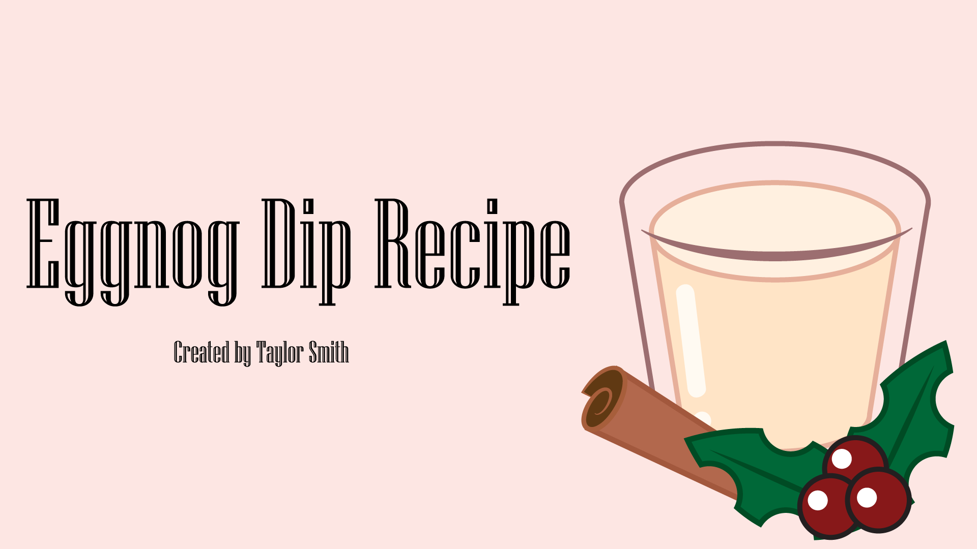 Graphic with a image of a cup with eggnog dip inside of it. Text says: "Eggnog dip recipe"