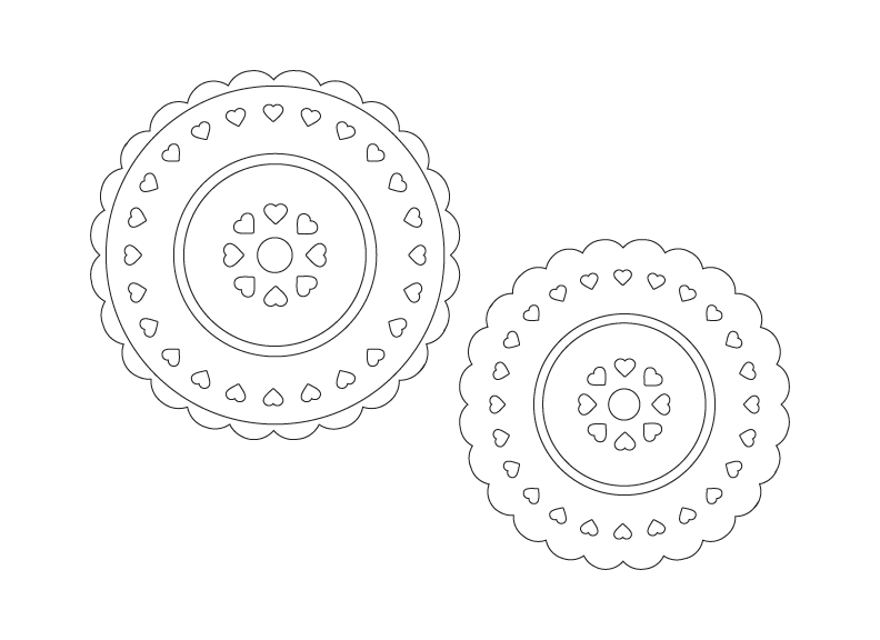 Coloring page of two different lace coasters
