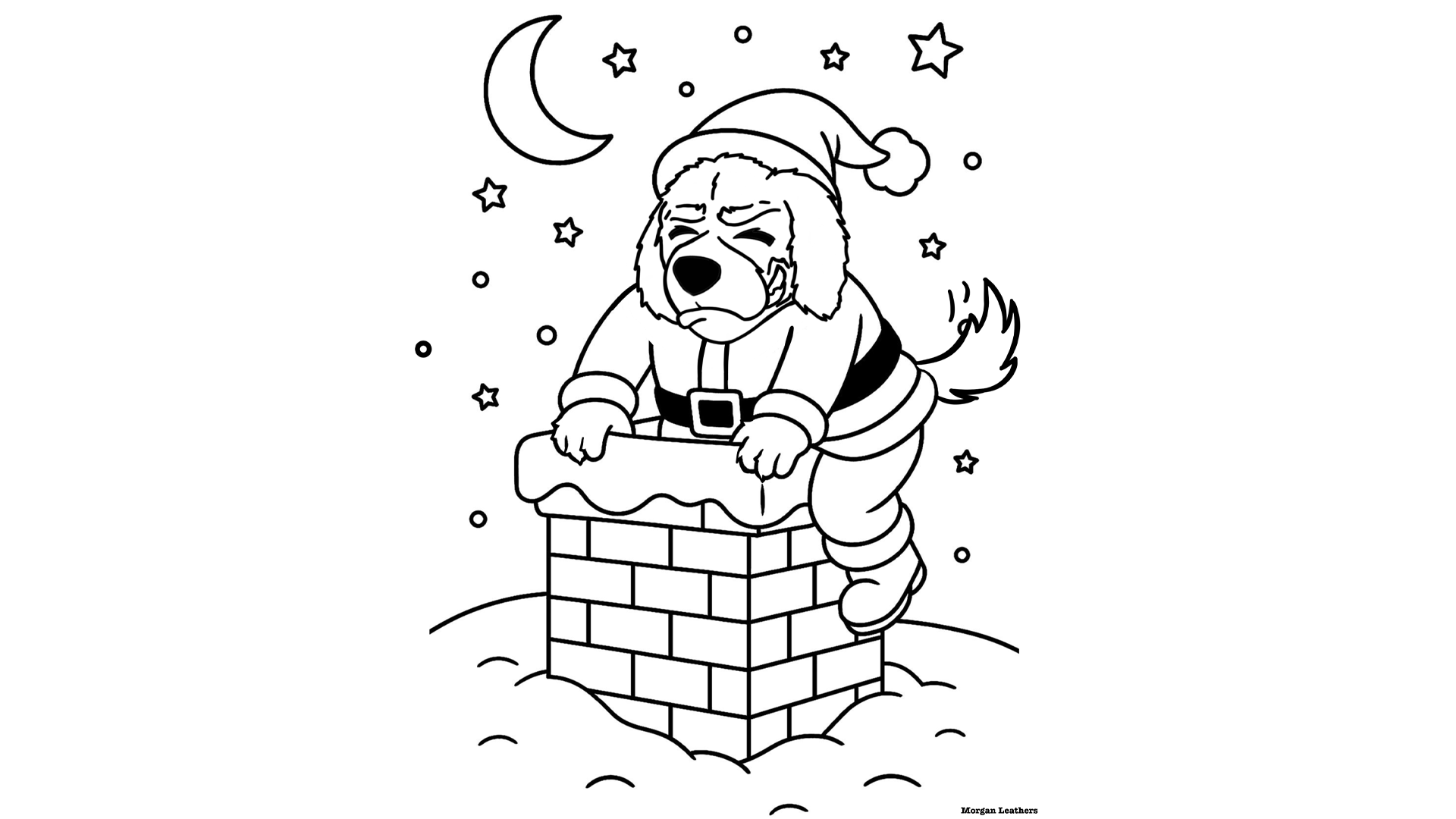 LC's mascot, blazer, dressed as Santa while going down a chimney