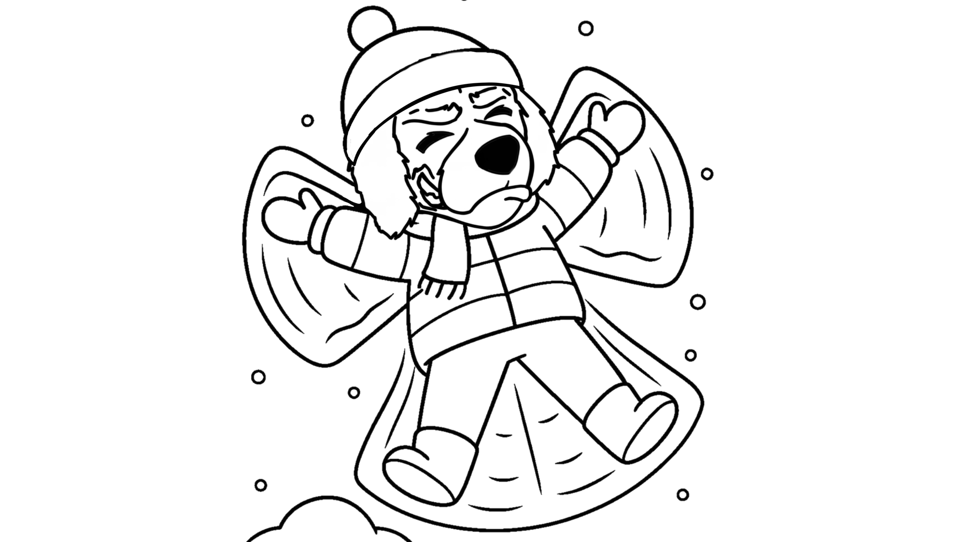Blazer making a snow angel