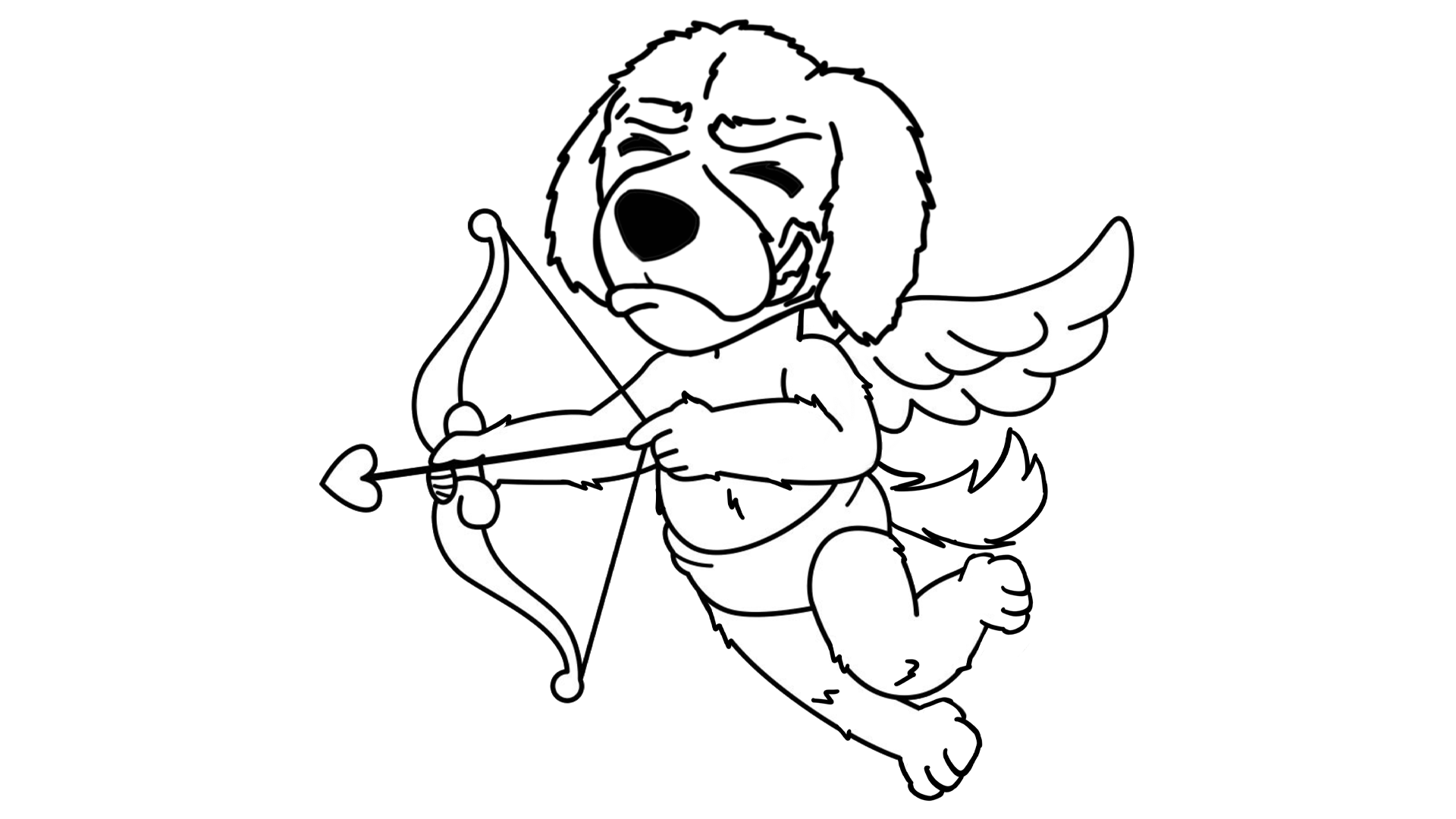 Coloring page of Blazer dressed as Cupid and shooting an arrow